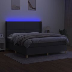 Кровать vidaXL с пружинами/матрас/LED, ткань, 180x200 см, серая цена и информация | Кровати | kaup24.ee