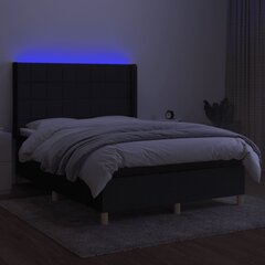 vidaXL kontinentaalvoodi madratsiga ja LED, must, 140x190 cm, kangas цена и информация | Кровати | kaup24.ee