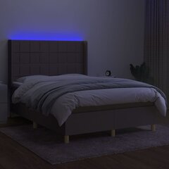 vidaXL kontinentaalvoodi madratsiga ja LED, pruunikas, 140x190 cm, kangas hind ja info | Voodid | kaup24.ee