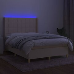 vidaXL kontinentaalvoodi madratsiga ja LED, kreemjas, 140x190 cm, kangas цена и информация | Кровати | kaup24.ee