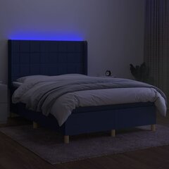 vidaXL kontinentaalvoodi madratsiga ja LED, sinine, 140x190 cm, kangas цена и информация | Кровати | kaup24.ee
