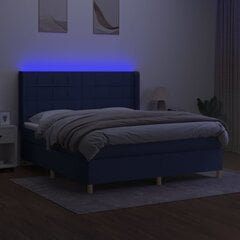 vidaXL kontinentaalvoodi madratsiga ja LED, sinine, 180x200 cm, kangas цена и информация | Кровати | kaup24.ee