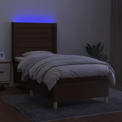 vidaXL kontinentaalvoodi madratsiga ja LED, tumepruun, 100x200 cm, kangas цена и информация | Кровати | kaup24.ee