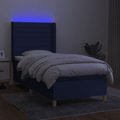 vidaXL kontinentaalvoodi madratsiga ja LED, sinine, 100x200 cm, kangas цена и информация | Кровати | kaup24.ee