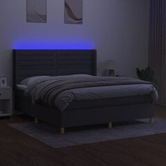 Кровать vidaXL с пружинами/матрас/LED, ткань, 180x200 см, серая цена и информация | Кровати | kaup24.ee