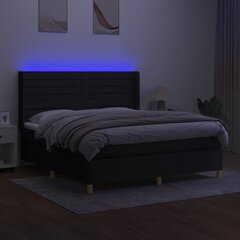 vidaXL kontinentaalvoodi madratsiga ja LED, must, 180x200 cm, kangas цена и информация | Кровати | kaup24.ee