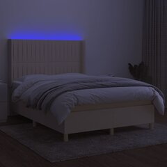 vidaXL kontinentaalvoodi madratsiga ja LED, kreemjas, 140x190 cm, kangas цена и информация | Кровати | kaup24.ee