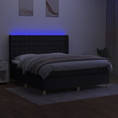 vidaXL kontinentaalvoodi madratsiga ja LED, must, 180x200 cm, kangas цена и информация | Кровати | kaup24.ee