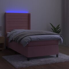 vidaXL kontinentaalvoodi madratsiga, LED, roosa, 80x200 cm, samet цена и информация | Кровати | kaup24.ee