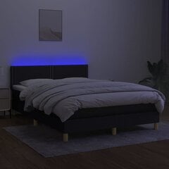 vidaXL kontinentaalvoodi madrats ja LED, must, 140x200 cm, kangas цена и информация | Кровати | kaup24.ee