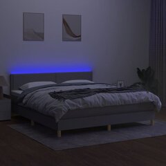 Кровать vidaXL с пружинами/матрас/LED, ткань, 180x200 см, серая цена и информация | Кровати | kaup24.ee