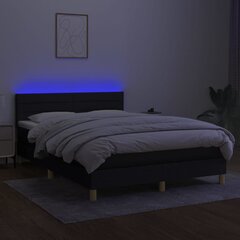 vidaXL kontinentaalvoodi madrats ja LED, must, 140x200 cm, kangas hind ja info | Voodid | kaup24.ee