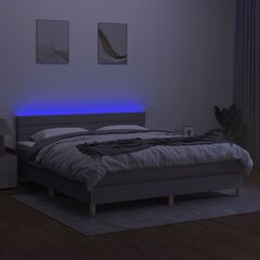 vidaXL kontinentaalvoodi madrats ja LED, helehall, 180x200 cm, kangas цена и информация | Кровати | kaup24.ee