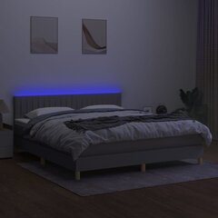 vidaXL kontinentaalvoodi madrats ja LED, helehall, 160x200 cm, kangas hind ja info | Voodid | kaup24.ee