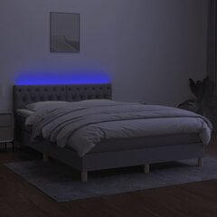 vidaXL kontinentaalvoodi madrats ja LED, helehall, 140x200 cm, kangas hind ja info | Voodid | kaup24.ee