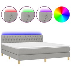Кровать vidaXL с пружинами/матрас/LED, ткань, 180x200 см, серая цена и информация | Кровати | kaup24.ee