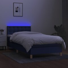 vidaXL kontinentaalvoodi madrats ja LED, sinine, 100x200 cm, kangas hind ja info | Voodid | kaup24.ee