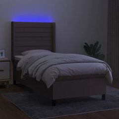 vidaXL kontinentaalvoodi madrats ja LED, pruunikas, 90x190 cm, kangas hind ja info | Voodid | kaup24.ee