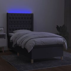 vidaXL kontinentaalvoodi madrats ja LED, tumehall, 100x200 cm, kangas цена и информация | Кровати | kaup24.ee