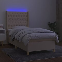 vidaXL kontinentaalvoodi madrats ja LED, kreemjas, 100x200 cm, kangas цена и информация | Кровати | kaup24.ee