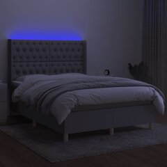 vidaXL kontinentaalvoodi madrats ja LED, helehall, 140x190 cm, kangas hind ja info | Voodid | kaup24.ee