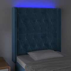 LED-voodipeats, tumesinine, 83x16x118/128 cm, samet цена и информация | Кровати | kaup24.ee