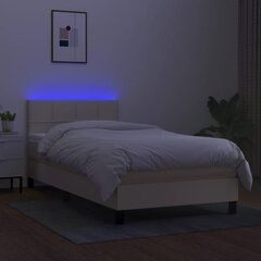 vidaXL kontinentaalvoodi madrats ja LED, kreemjas, 100x200 cm, kangas цена и информация | Кровати | kaup24.ee