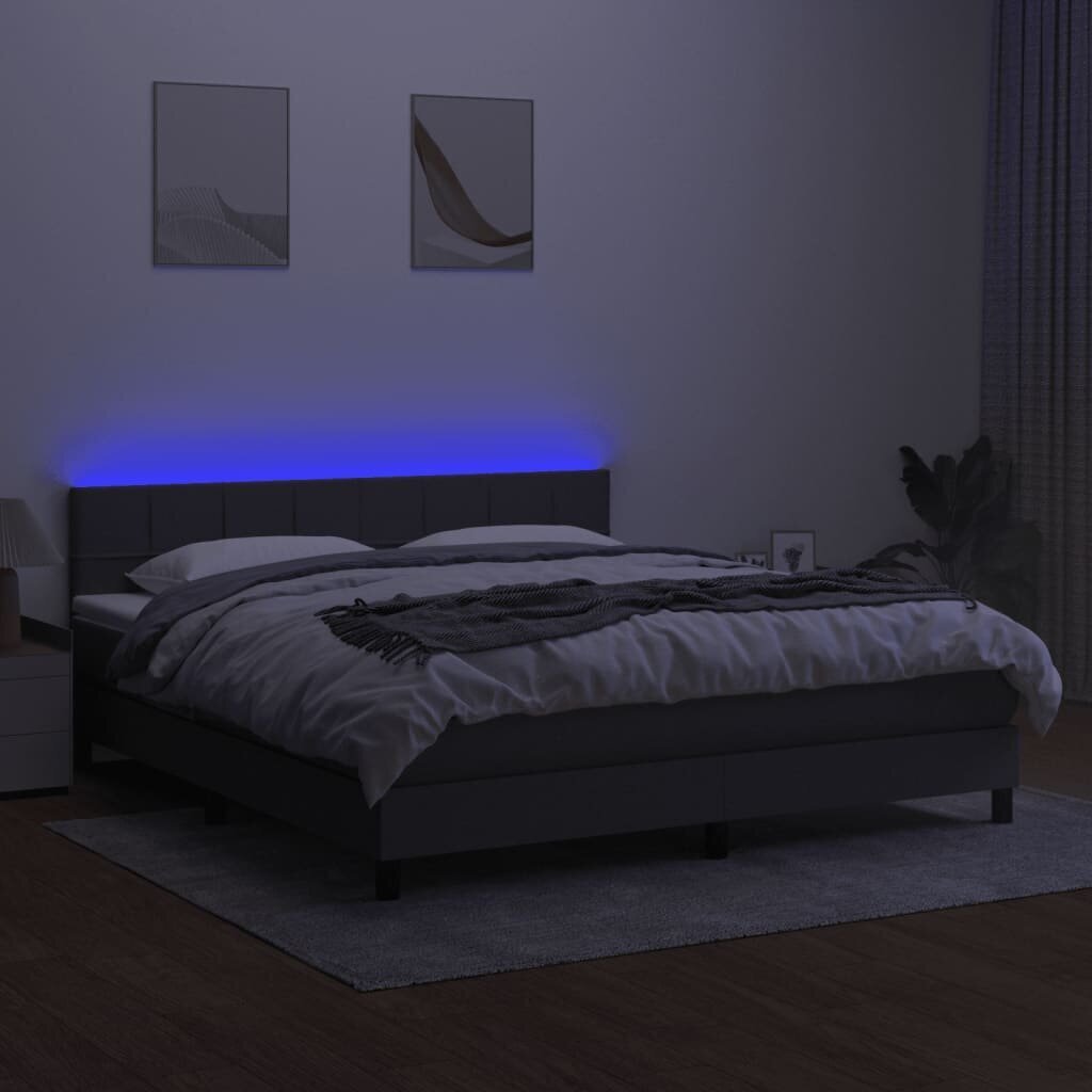 vidaXL kontinentaalvoodi madrats ja LED, tumehall, 180x200 cm, kangas цена и информация | Voodid | kaup24.ee