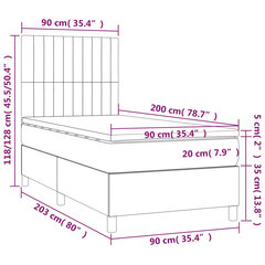 vidaXL kontinentaalvoodi madratsiga, kreemjas, 90x200 cm, kangas hind ja info | Voodid | kaup24.ee