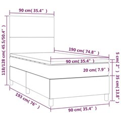 vidaXL kontinentaalvoodi madratsiga, kreemjas, 90x190 cm, kangas hind ja info | Voodid | kaup24.ee