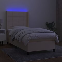 vidaXL kontinentaalvoodi madrats ja LED, kreemjas, 90x190 cm, kangas hind ja info | Voodid | kaup24.ee