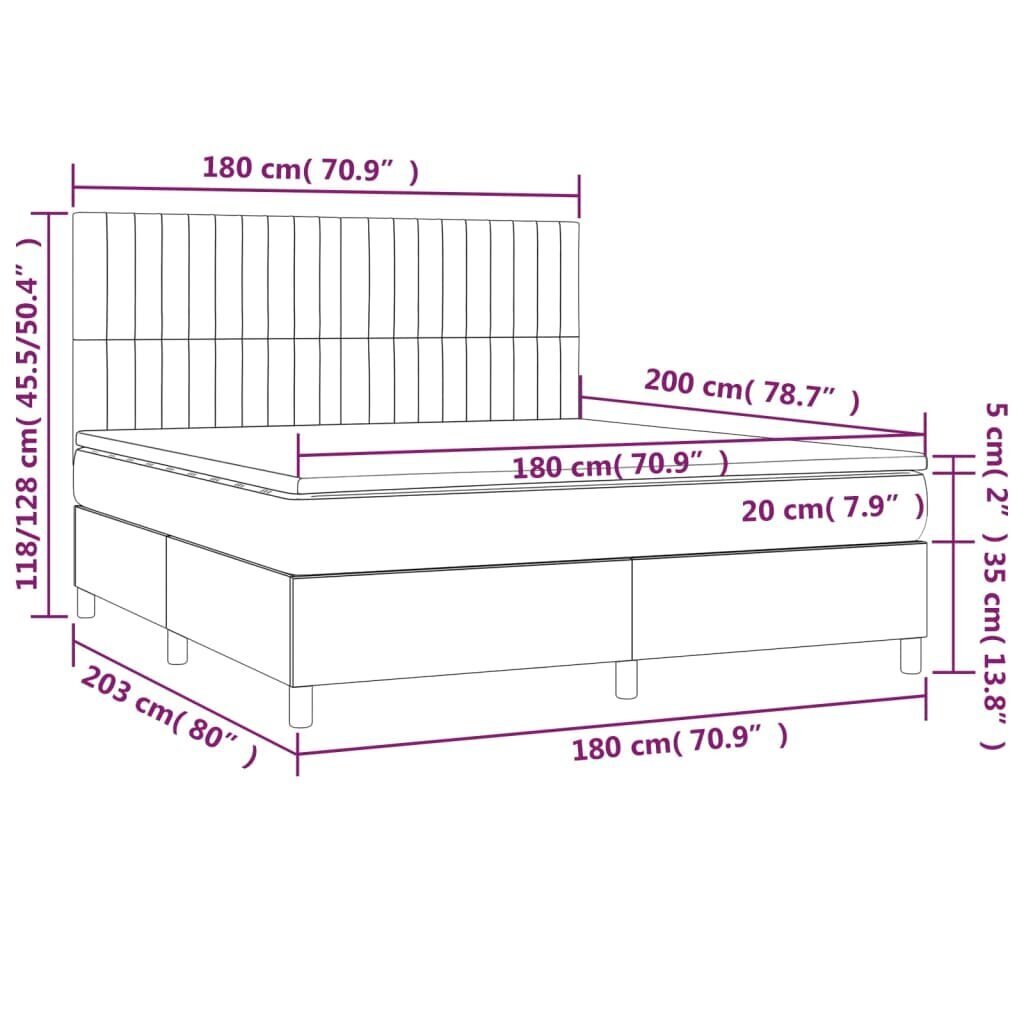 vidaXL kontinentaalvoodi madratsiga, tumesinine, 180x200 cm, samet hind ja info | Voodid | kaup24.ee