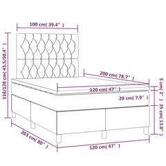 vidaXL kontinentaalvoodi madratsiga, tumeroheline, 120x200 cm, samet цена и информация | Кровати | kaup24.ee