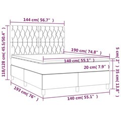 vidaXL kontinentaalvoodi madratsiga,tumehall, 140x190 cm, samet hind ja info | Voodid | kaup24.ee