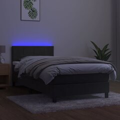 vidaXL kontinentaalvoodi madrats ja LED, tumehall, 100x200 cm, samet hind ja info | Voodid | kaup24.ee