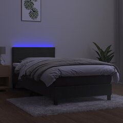 vidaXL kontinentaalvoodi madrats ja LED, tumehall, 100x200 cm, samet hind ja info | Voodid | kaup24.ee