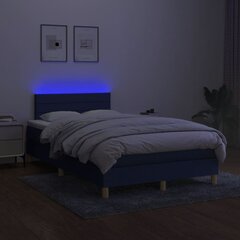 vidaXL kontinentaalvoodi madratsiga ja LED, sinine, 120x200 cm, kangas hind ja info | Voodid | kaup24.ee