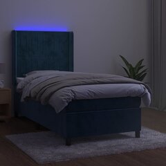 vidaXL kontinentaalvoodi madrats, LED, tumesinine, 80x200 cm, samet цена и информация | Кровати | kaup24.ee