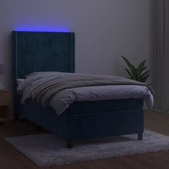 vidaXL kontinentaalvoodi madrats, LED, tumesinine, 80x200 cm, samet hind ja info | Voodid | kaup24.ee