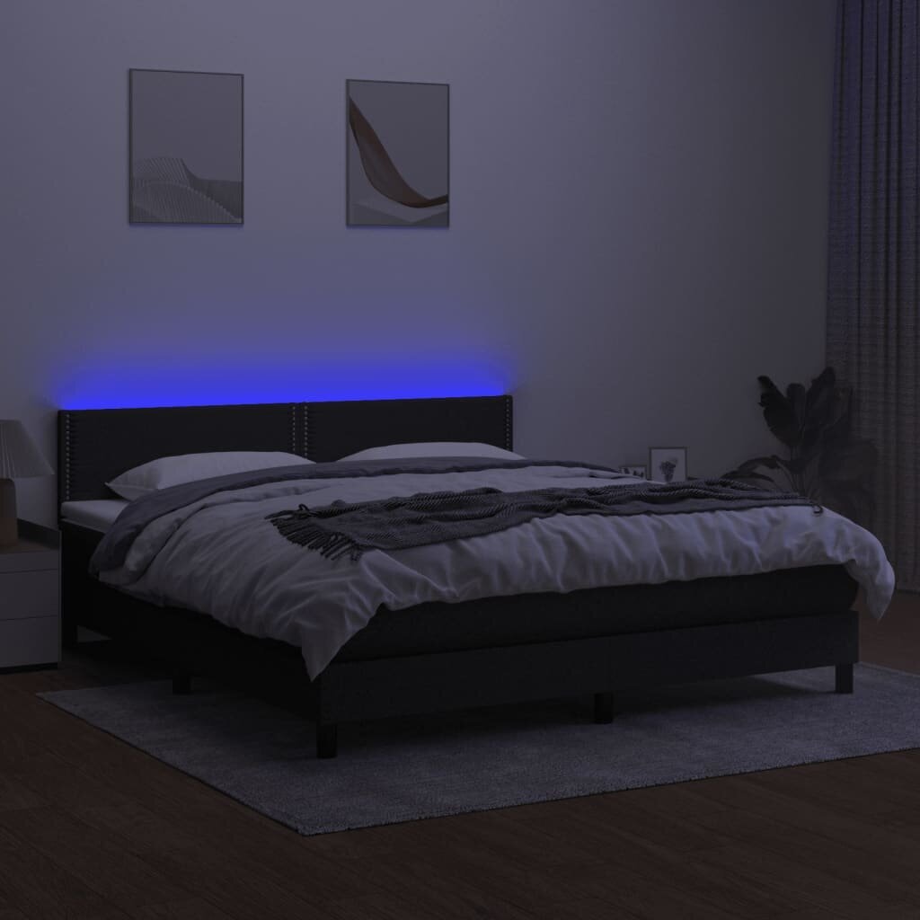 vidaXL kontinentaalvoodi madrats ja LED, must, 180x200 cm, kangas цена и информация | Voodid | kaup24.ee