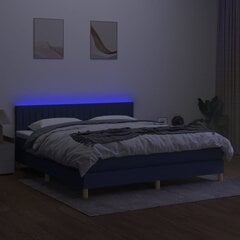 vidaXL kontinentaalvoodi madrats ja LED, sinine, 160x200 cm, kangas hind ja info | Voodid | kaup24.ee