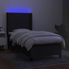 vidaXL kontinentaalvoodi madrats ja LED, must, 90x190 cm, kangas цена и информация | Кровати | kaup24.ee