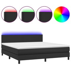 vidaXL Кровать с пружинами/матрасом/LED, черная 180х200см искусственная кожа цена и информация | Кровати | kaup24.ee