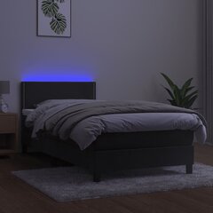 vidaXL kontinentaalvoodi madrats ja LED, tumehall, 90x190 cm, samet hind ja info | Voodid | kaup24.ee