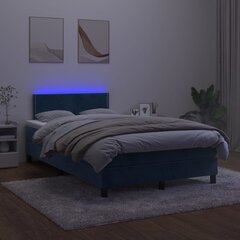 vidaXL kontinentaalvoodi madratsiga, LED, tumesinine, 120x200 cm, samet hind ja info | Voodid | kaup24.ee