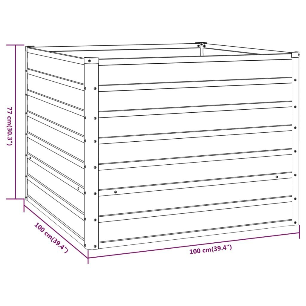 vidaXL taimekast, hall, 100x100x77 cm, Corten-teras hind ja info | Lillekastid | kaup24.ee