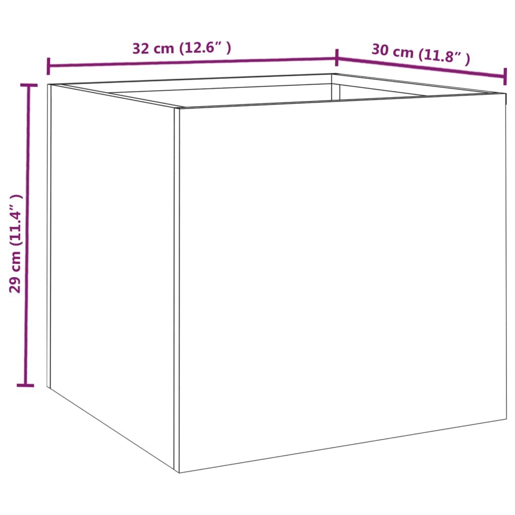 vidaXL taimekast, hall, 32 x 30 x 29 cm, ilmastikukindel teras цена и информация | Lillekastid | kaup24.ee