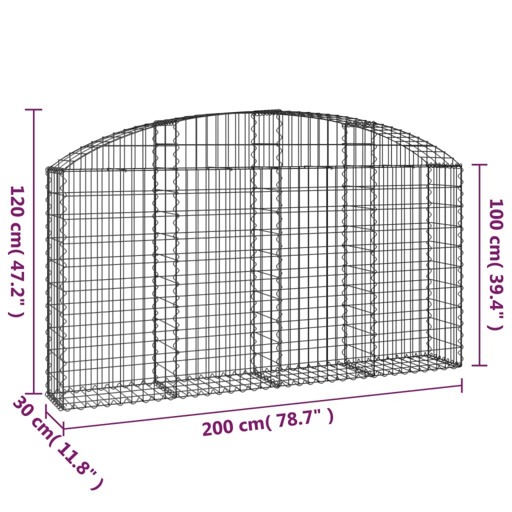 vidaXL kaarekujuline gabioonkorv, 200x30x100/120 cm, tsingitud raud hind ja info | Aiad ja tarvikud | kaup24.ee