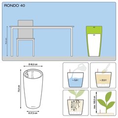 LECHUZA taimekast "Rondo 40 ALL-IN-ONE" kõrgläikega valge 15740 hind ja info | Istutus- ja turbapotid | kaup24.ee