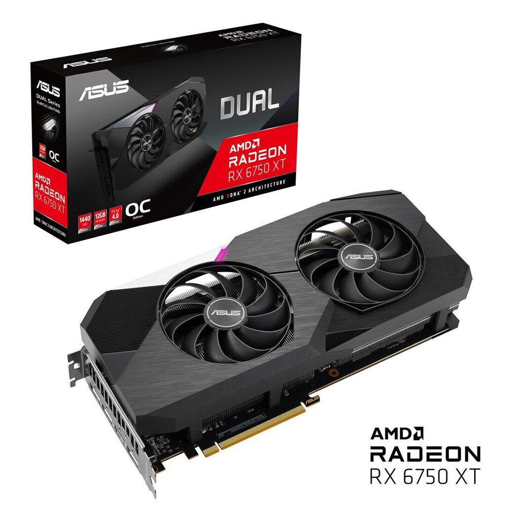 Asus VGA RX 6750XT 12GB Dual O12G, must hind ja info | Videokaardid (GPU) | kaup24.ee